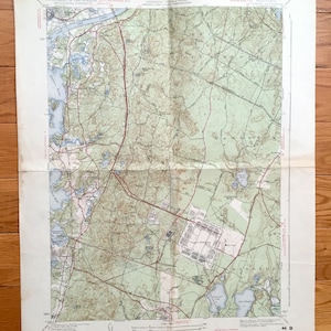 Antica mappa topografica del Pocasset, Massachusetts, 1943, US Geological Survey – Bourne, Sandwich, Falmouth, Mashpee, Camp Edwards, Cape Cod, MA