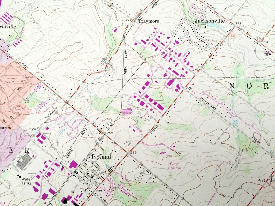 Antique Hatboro Pennsylvania 1966 US Geological Survey Etsy