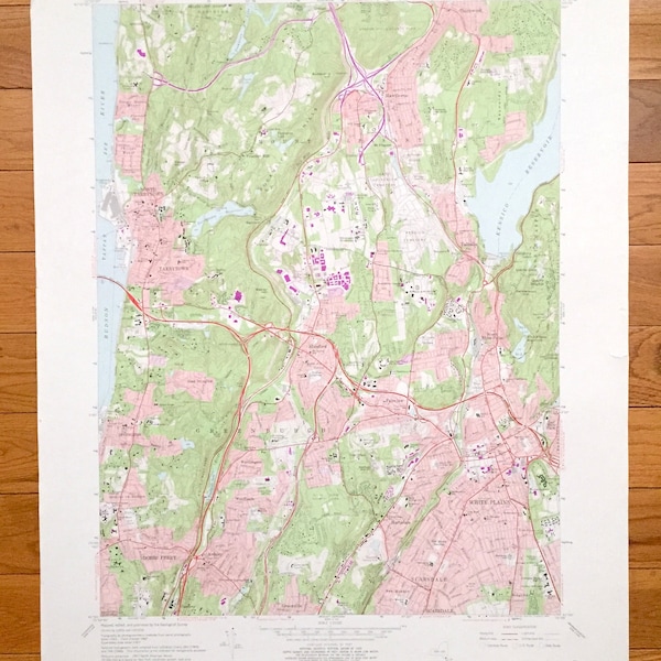 Antique White Plains, New York 1967 US Geological Survey Topographic Map – Westchester County, Mount Pleasant, Greenburgh, Ossining, NY