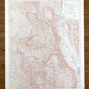Antique Sequoia & Kings Canyon National Park, Californië 1937 US Geological Survey Topografische kaart – Owens, Kaweah, Sierra, Mount Whitney CA