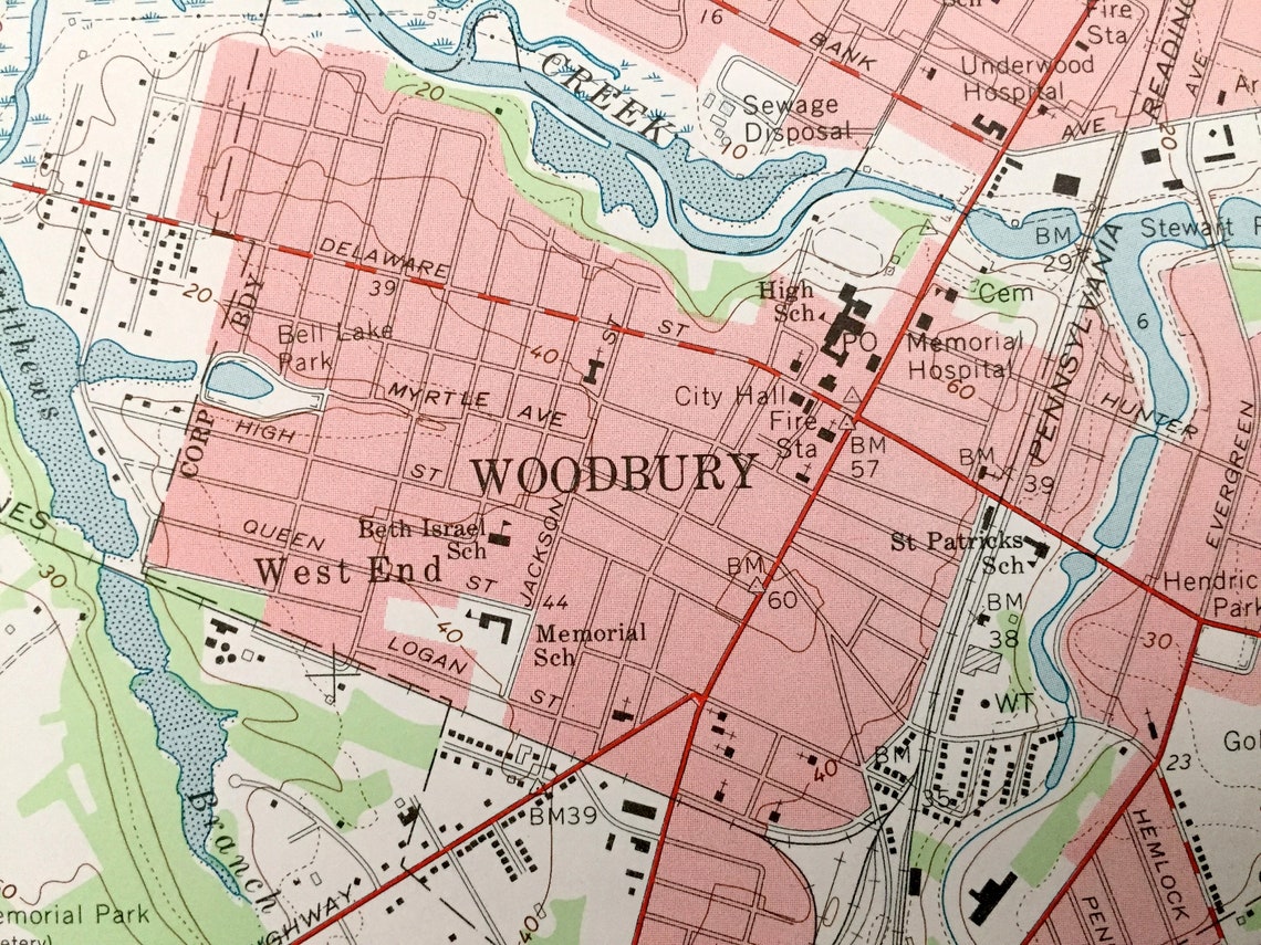 Antique Woodbury New Jersey 1967 US Geological Survey Etsy