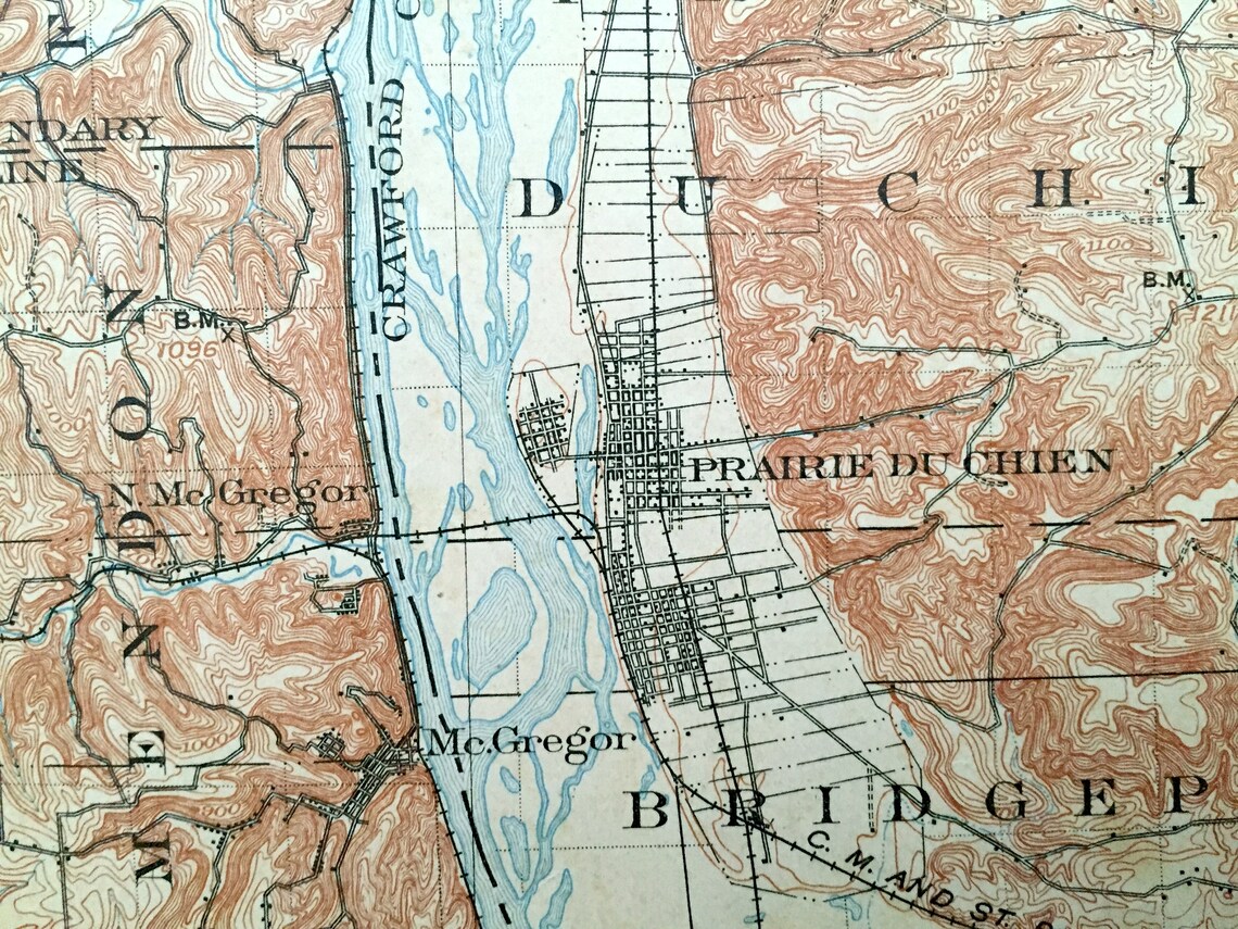 Antique Waukon Iowa 1903 US Geological Survey Topographic Map Etsy