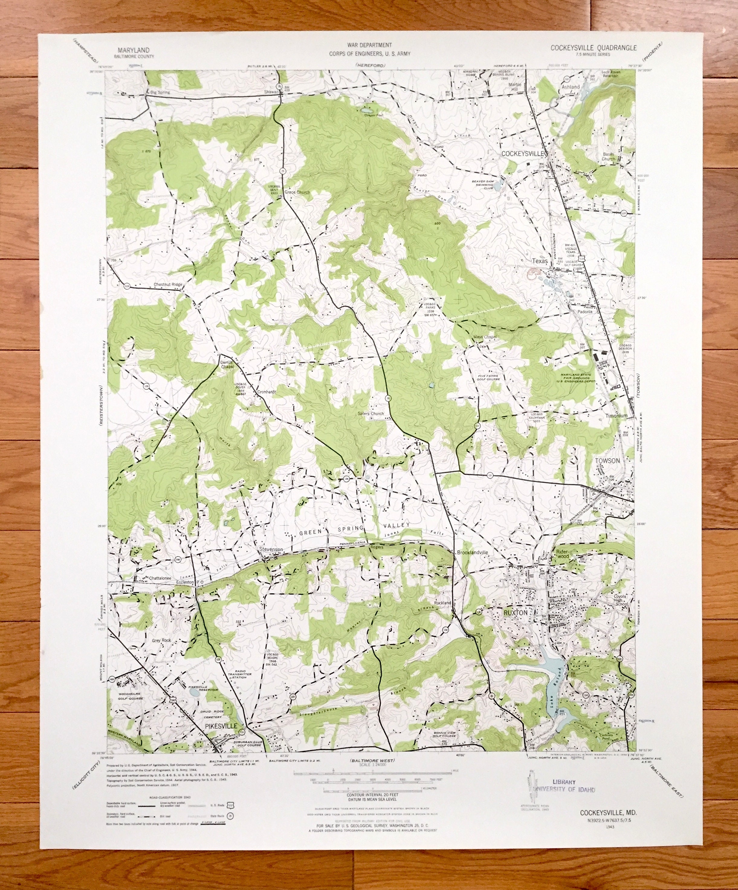 Antique Cockeysville Maryland 1943 US Geological Survey Etsy