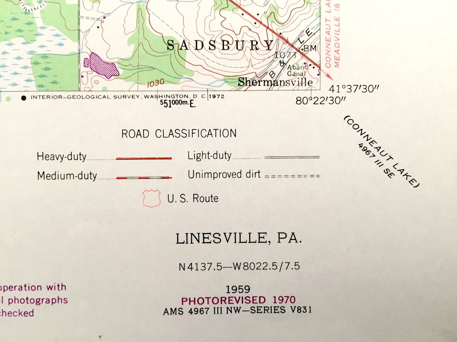 Antique Linesville Pennsylvania 1959 US Geological Survey Etsy