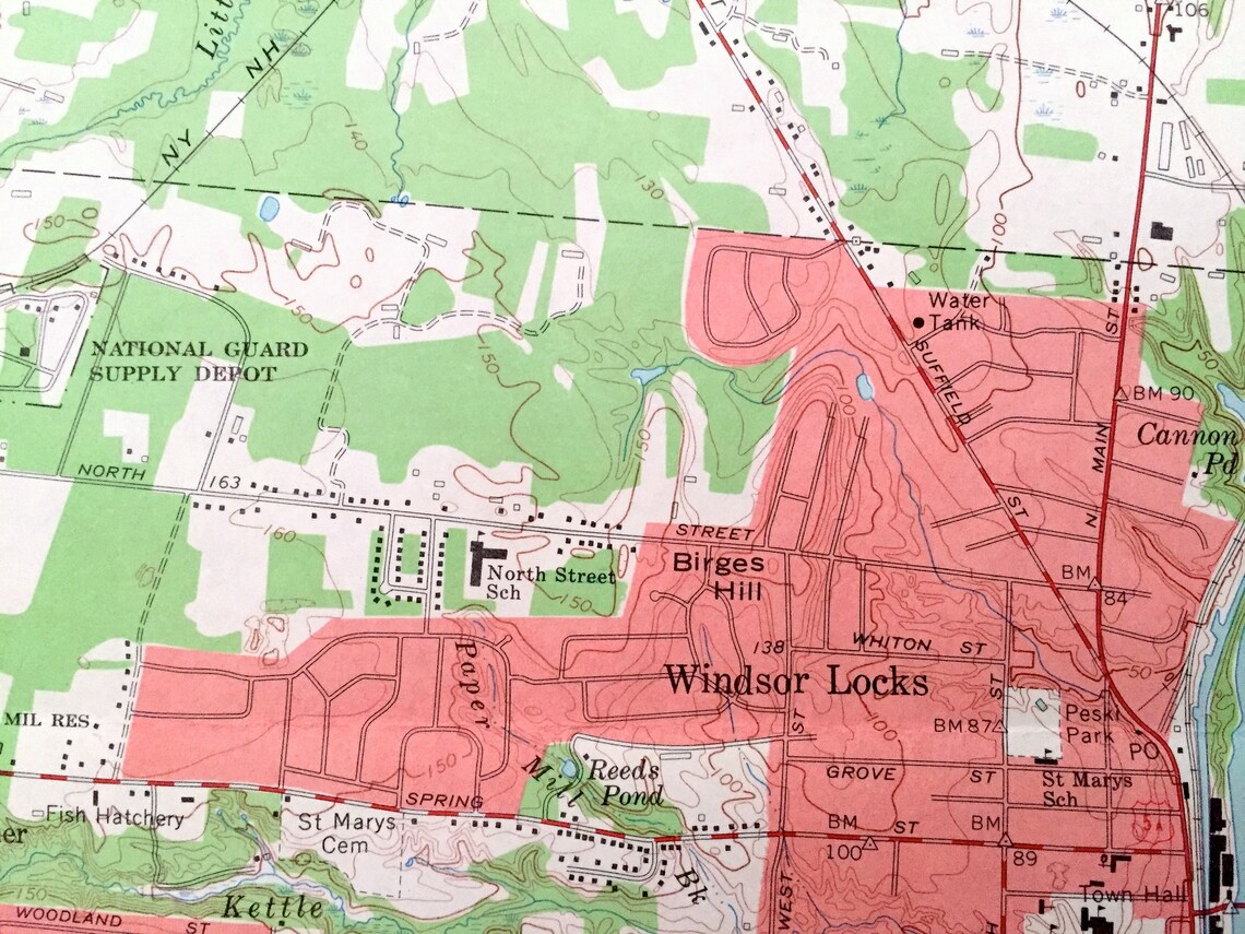 Antique Windsor Locks Connecticut 1964 US Geological Survey Etsy