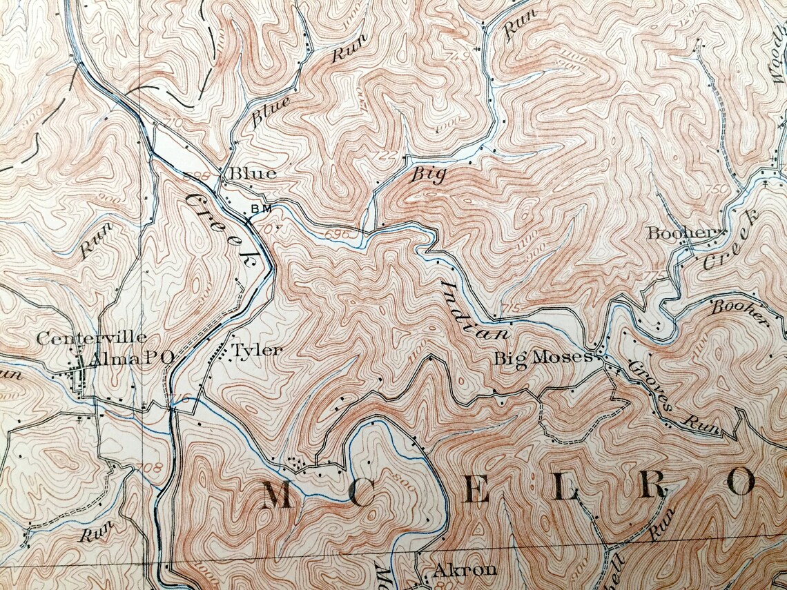 Antique West Union West Virginia 1905 US Geological Survey Etsy