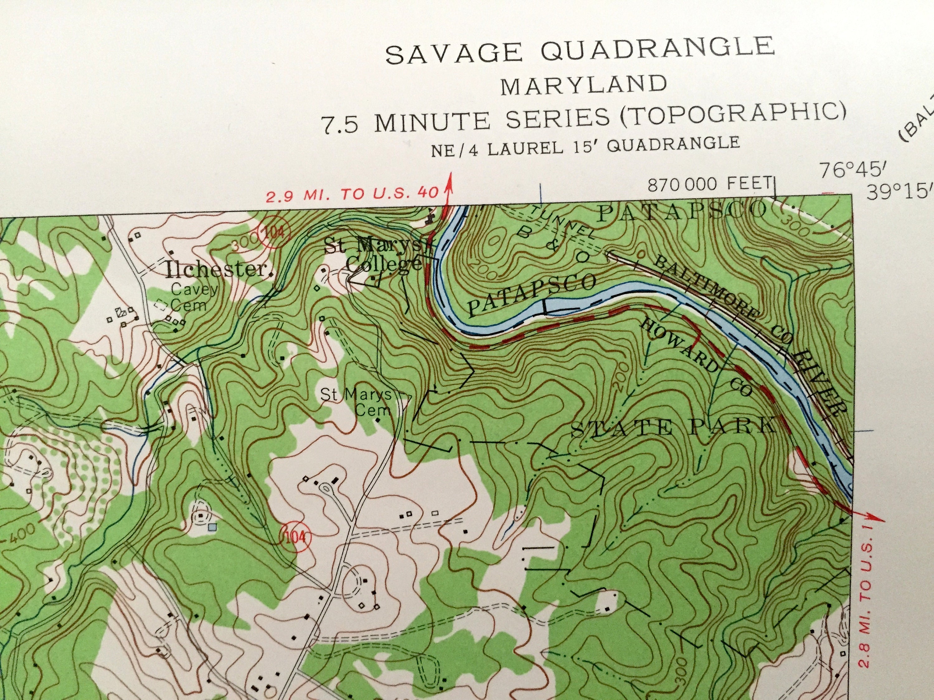Antique Savage Maryland 1957 Mapa topográfico del Servicio Etsy