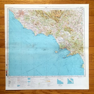 Antike SOWJETISCHE Rom, Italien 1972 Russische Armee Landkarte – Neapel, Palermo, Sorrent, Amalfiküste, Pompei, Latium, Kampanien, Latina, Anzio
