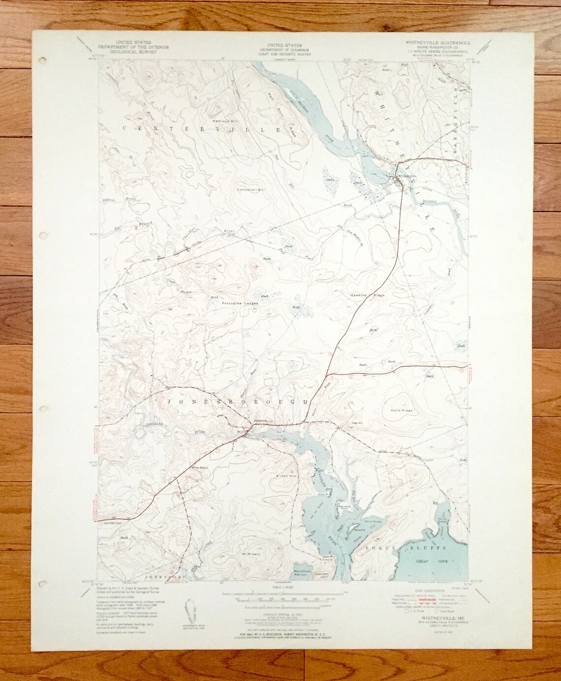 Antique Whitneyville Maine 1951 US Geological Survey Etsy UK