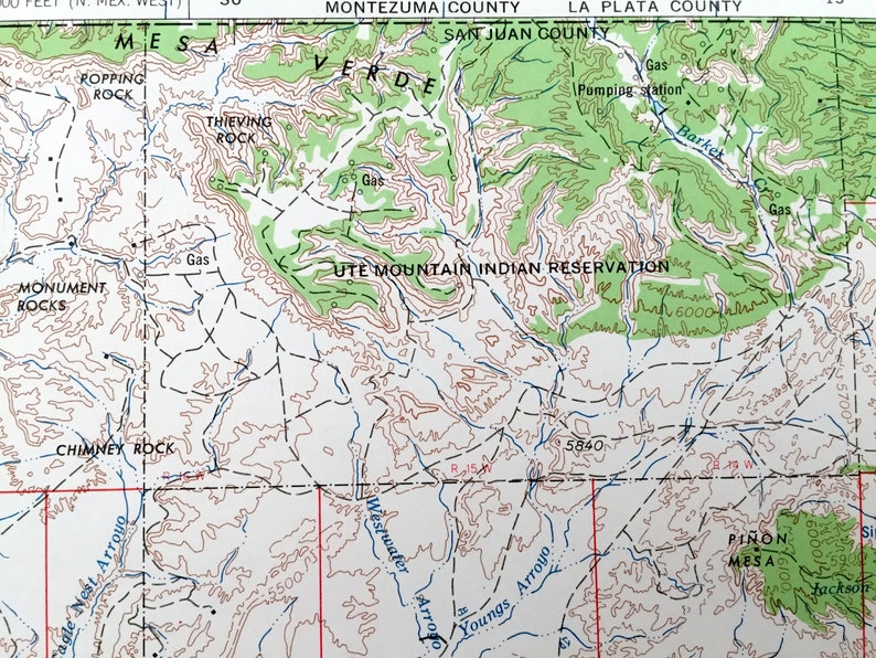 NM AZ New Mexico 1954 US Geological Survey Topographic Map \u2013 Farmington Antique Shiprock Navajo Indian Reservation Naschitti Mesa Verde