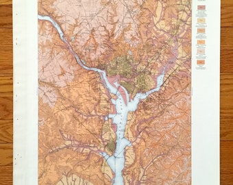 Mapa topográfico antiguo de Washington, DC 1901 US Geological Survey - Capitol Hill, Georgetown, Alexandria, Bethesda, Rock Creek Park, MD