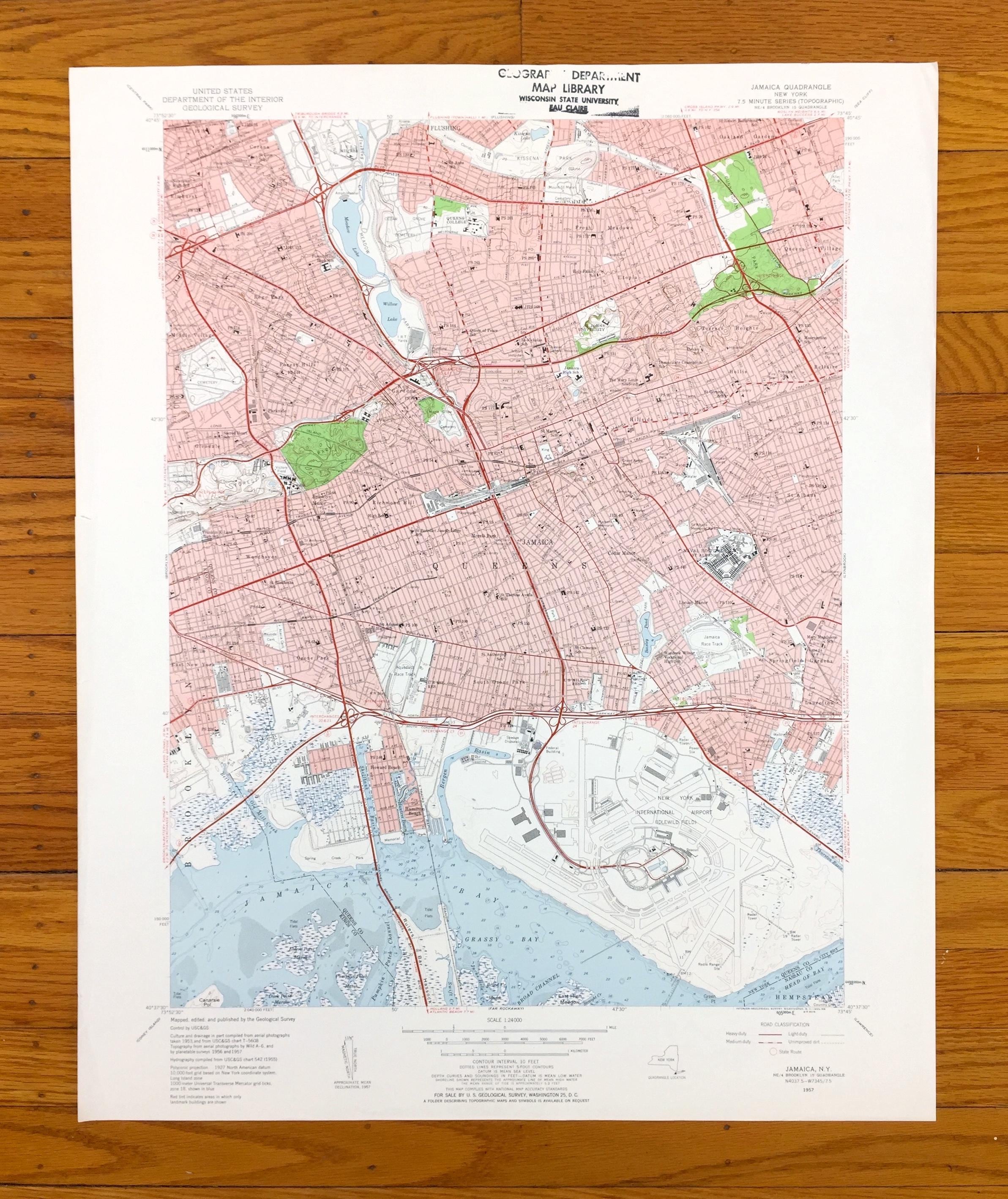 Antique Jamaica, Queens, New York City 1957 US Geological Survey