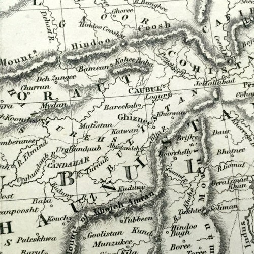 Antique 1845 Middle East shops Map by Archibald Fullarton & Co – Iran, Iraq, Kuwait, Armenia, Azerbaijan, United Arab Emirates, Dubai Turkmenistan
