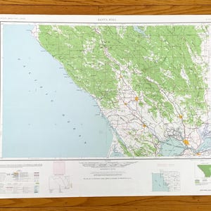 Antieke Santa Rosa, Californië 1962 US Geological Survey topografische kaart - Napa Valley, Fairfield, Petaluma, Point Reyes, Novato, Vallejo, CA