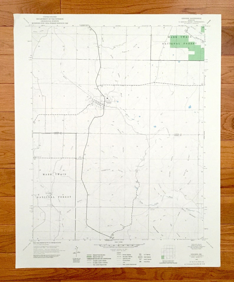 Antique Grandin Missouri 1968 US Geological Survey Etsy España