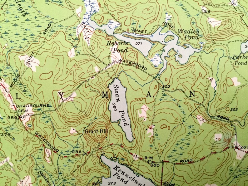 Antique Buxton Maine 1942 US Geological Survey Topographic Etsy