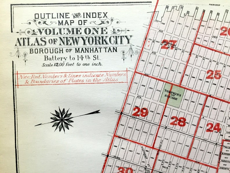 Antique Manhattan, New York Index Page Map From Bromley's 1925 ...