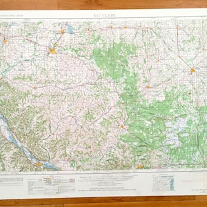 Antique Eau Claire, Wisconsin 1953 US Geological Survey Topographic Map – Chippewa Falls, Menomonie, Mondovi, Altoona, Marshfield, Durand WI