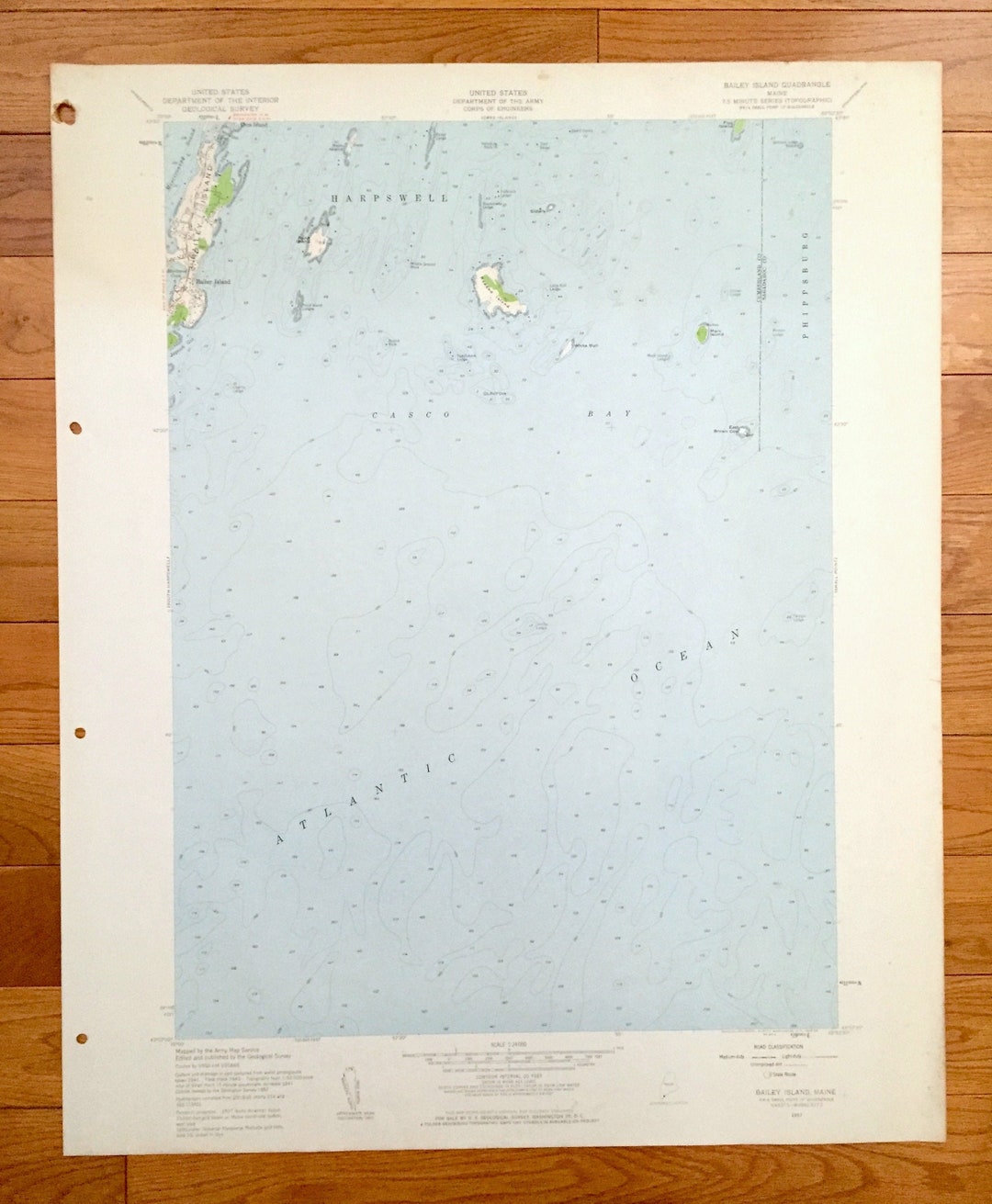 Antique Bailey Island, Maine 1957 US Geological Survey Topographic Map ...