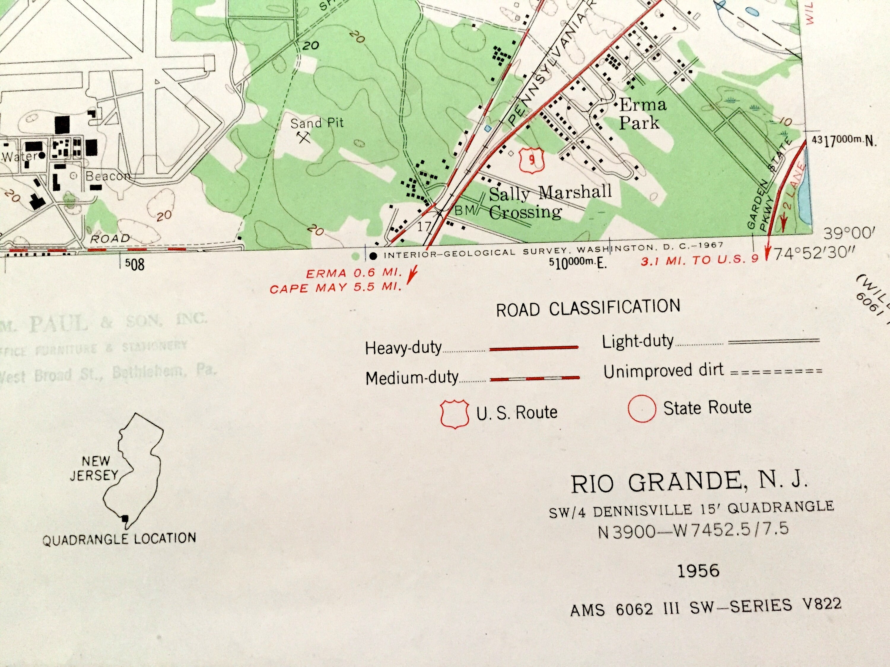 Antique Rio Grande, New Jersey 1956 US Geological Survey