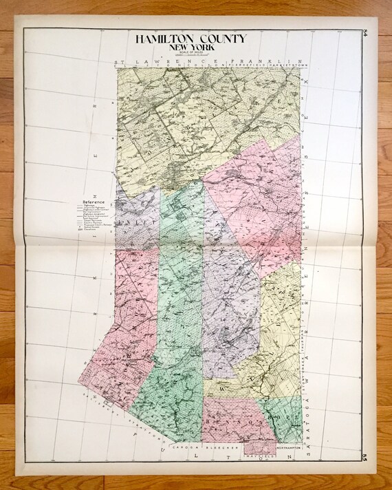 Raquette New York 1911 New Century Atlas Map \u2013 Adirondacks