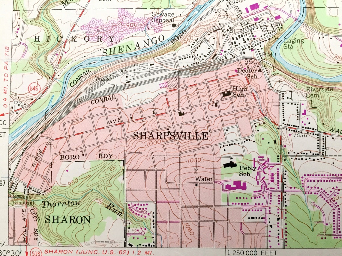Antique Sharpsville Pennsylvania 1958 US Geological Survey Etsy