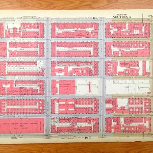 Antique Manhattan, Mappa di New York city dal Manhattan Land Book di Bromley del 1934 – Lenox Hill, Upper East Side, River, Rockefeller University