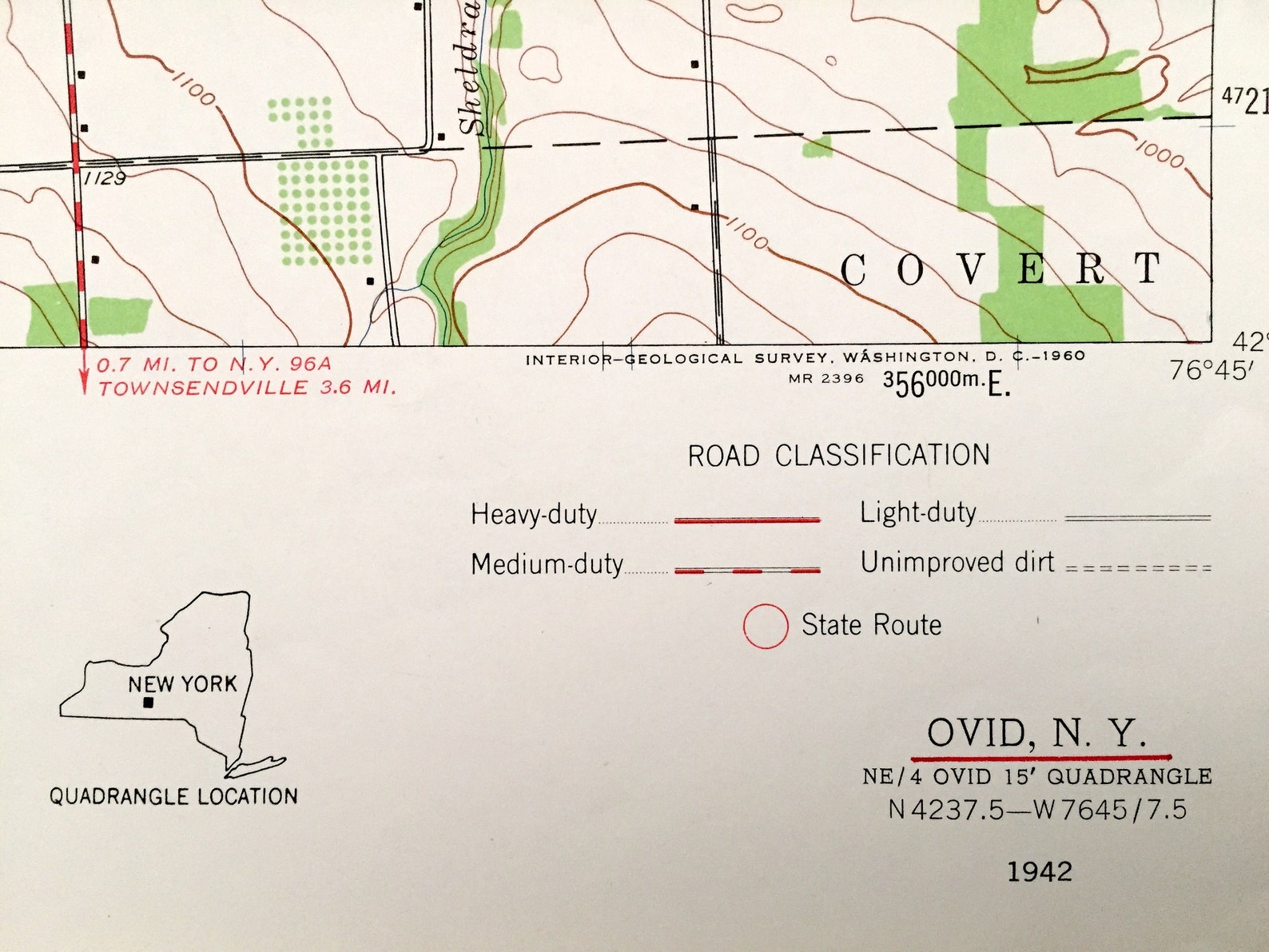 Antique Ovid New York 1942 US Geological Survey Topographic Etsy