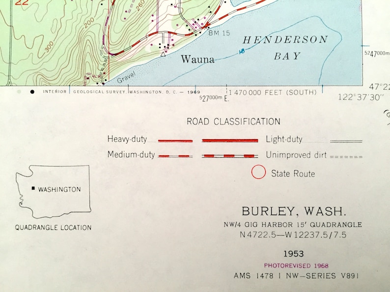 Antique Burley Washington 1953 US Geological Survey Etsy