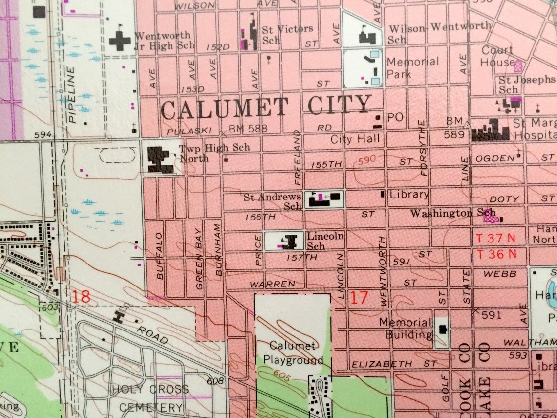 Antique Calumet City Illinois 1968 US Geological Survey Etsy
