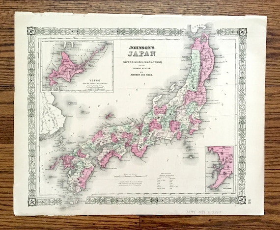 Antique 1866 Japan Map by Johnson and Ward – Tokyo, Yokohama