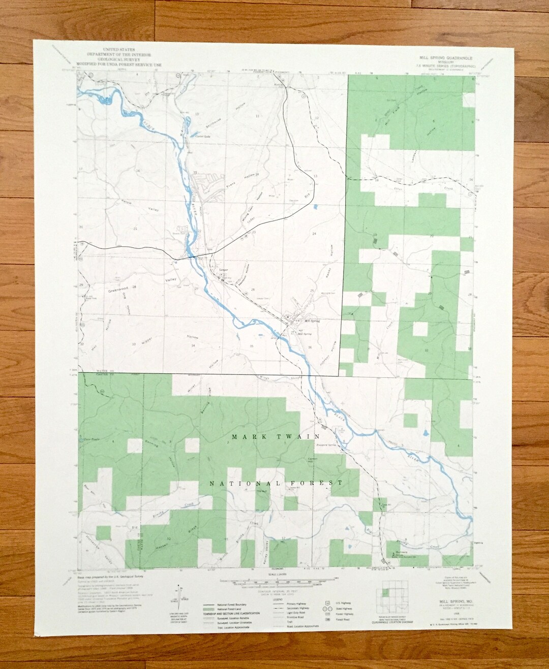 Antique Mill Spring, Missouri 1968 US Geological Survey Topographic Map ...