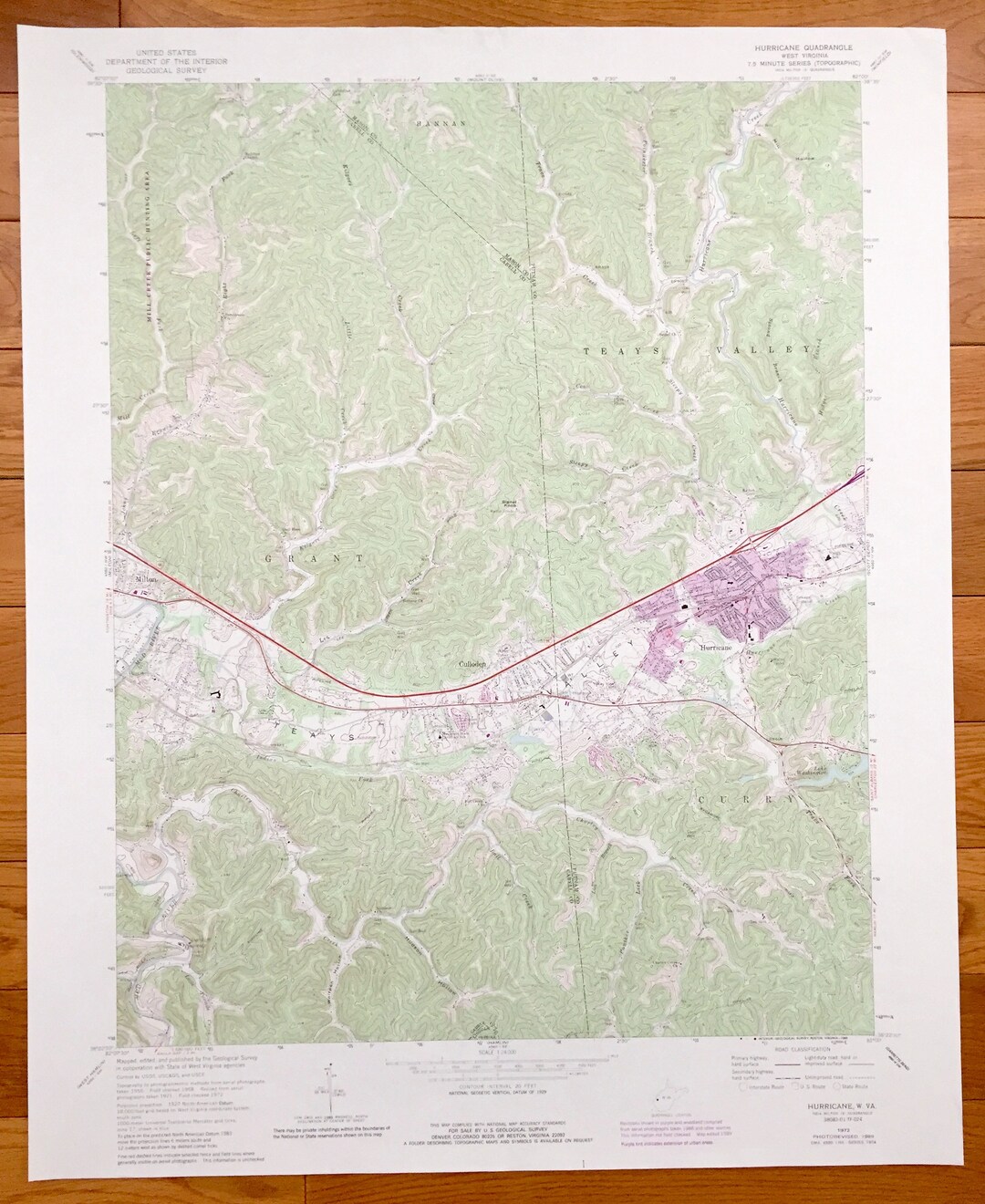 Antique Hurricane, West Virginia 1972 US Geological Survey Topographic