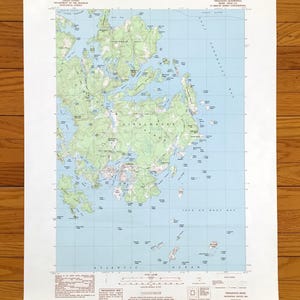 Antike Vinalhaven, Maine 1982 US Geologische Untersuchung Topographische Karte - Knox County, Penobscot Bay, Isle Au Haut, Island, Küste, Calderwood ME