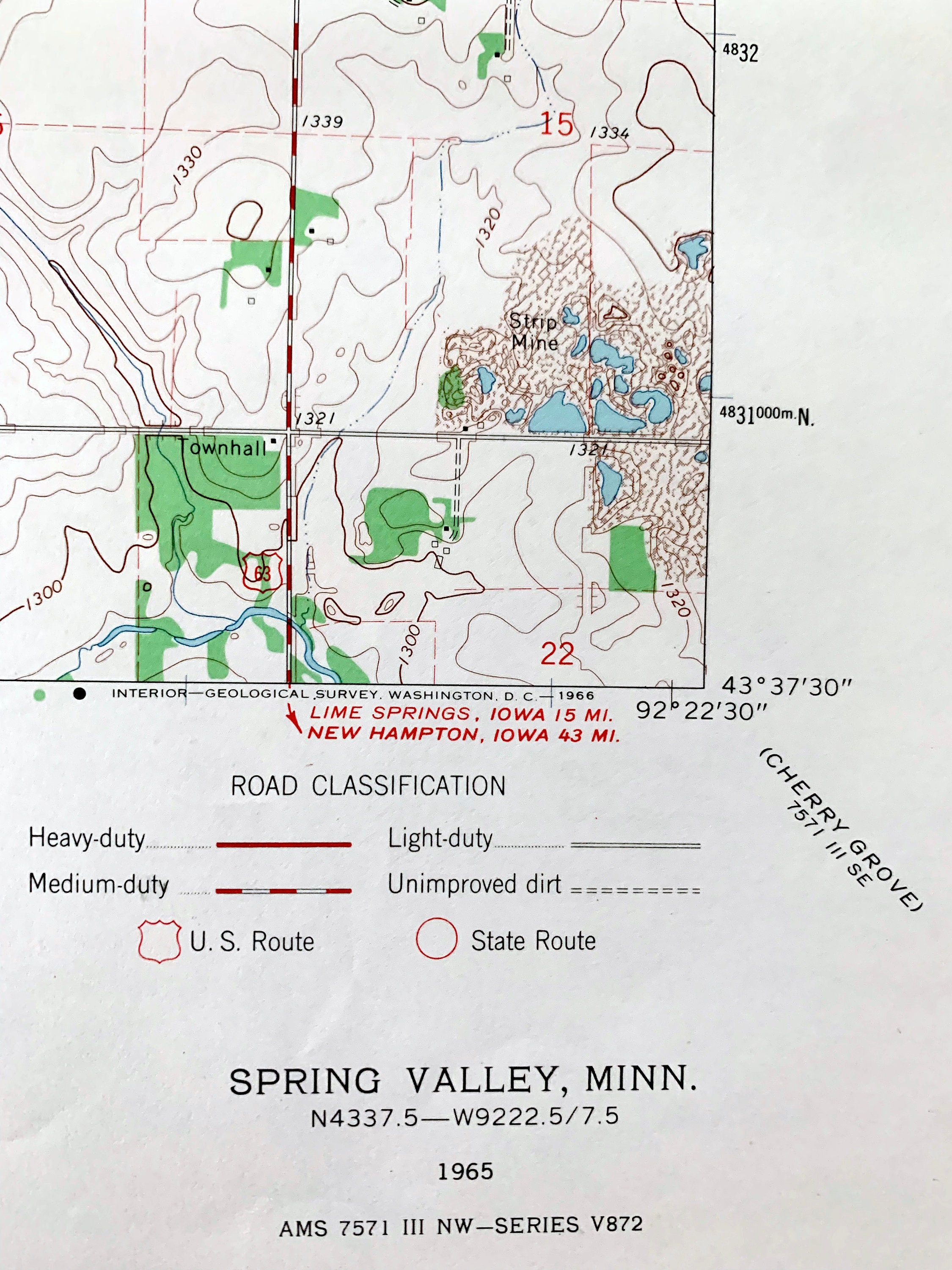 Spring Valley Mn Antique Spring Valley, Minnesota 1965 US Geological Survey Topographic ...