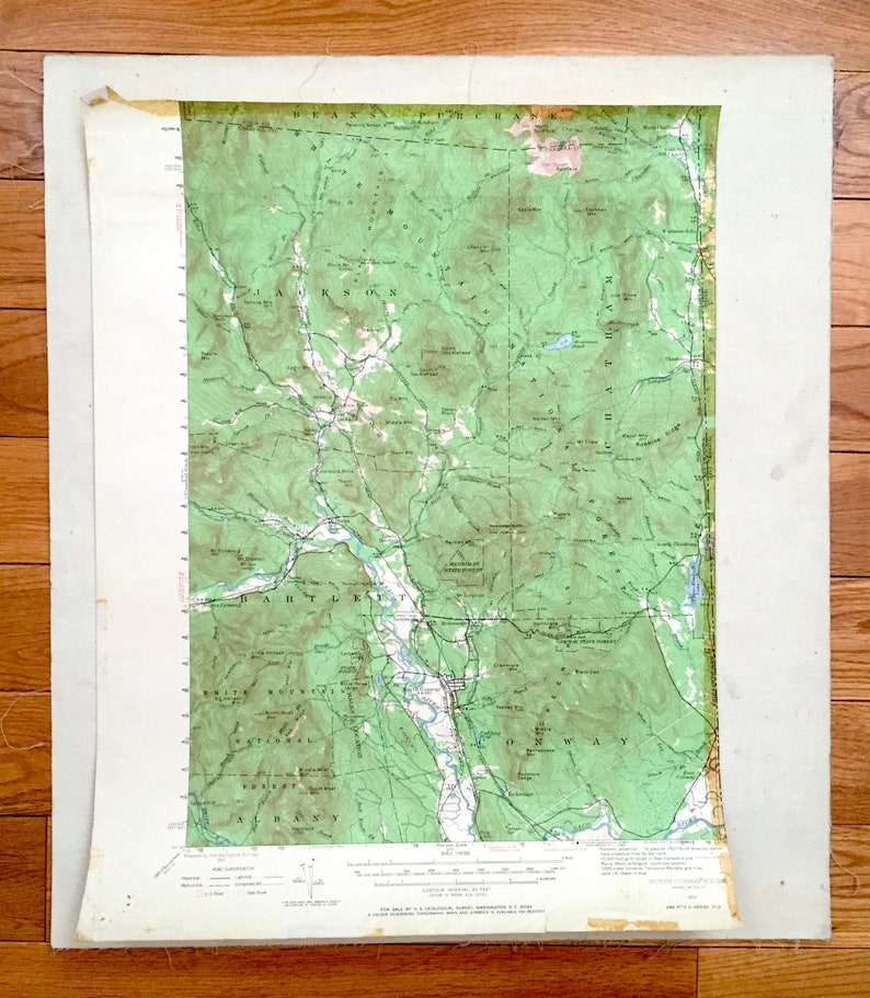 White Mountains New Hampshire 1942 US Geological Survey Topographic Map \u2013 Chatham NH Ski Bartlett Jackson Antique North Conway Albany