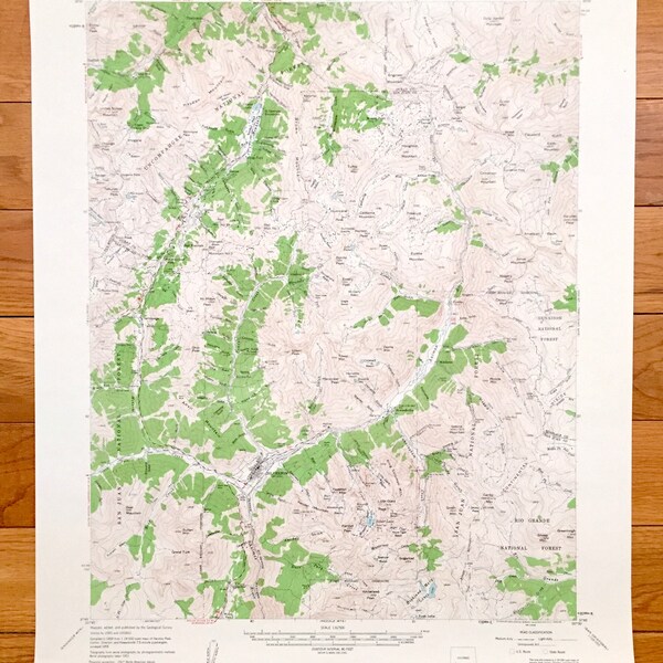 Antique Silverton, Colorado 1955 US Geological Survey Topographic Map – Ouray, San Miguel, San Juan County, Uncompahgre, San Juan, Gunnison