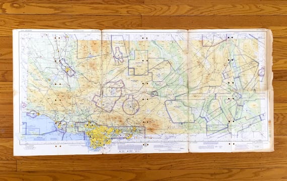 Antique Los Angeles, California 1954 US Aeronautical Map – Santa