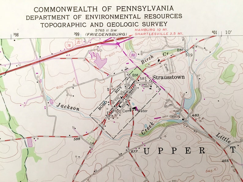 PA Tulpehocken Marion Pennsylvania 1955 US Geological Survey Topographic Map \u2013 Berks Lebanon County Jefferson Antique Strausstown