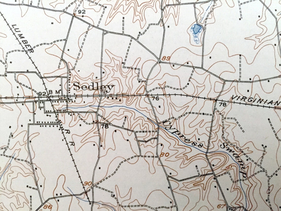 Antique Ivor Virginia 1920 US Geological Survey Topographic Etsy