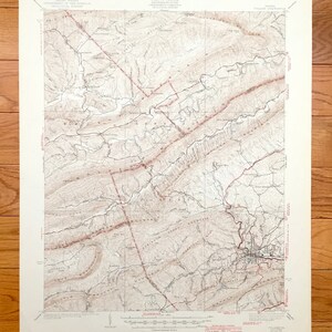 Antike Pulaski, Virginia 1940 US Geological Survey topographische Karte - Mt Oliyet, Gunton Park, Alum Springs White Gate Crandon Holly Brook VA