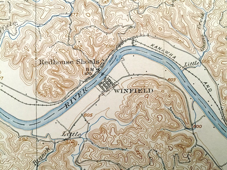 Antique Winfield West Virginia 1908 US Geological Survey Etsy