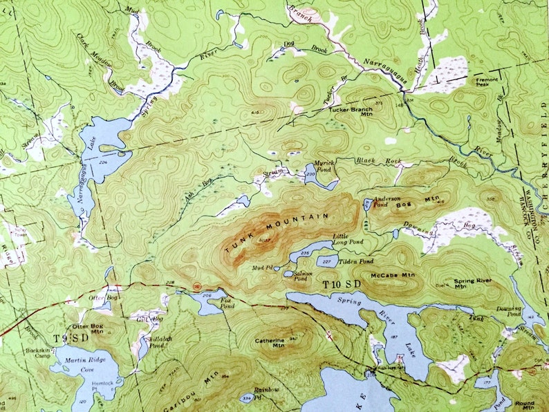 Antique Tunk Lake & Sullivan, Maine 1957 US Geological Survey ...