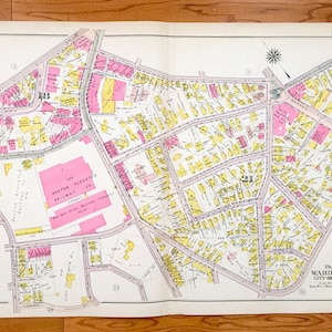Antiguo 1906 Roxbury, Massachusetts Mapa de GW Bromley Atlas – Boston, Condado de Suffolk, Fort Hill, Dudley Square, Malcolm X, Warren Square