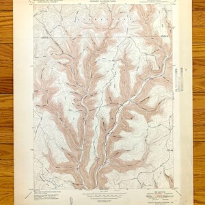 May include: A vintage topographic map of Young Woman's Creek, Pennsylvania, showing elevation contours and geographic features. The map is printed on cream-colored paper with brown lines and text.