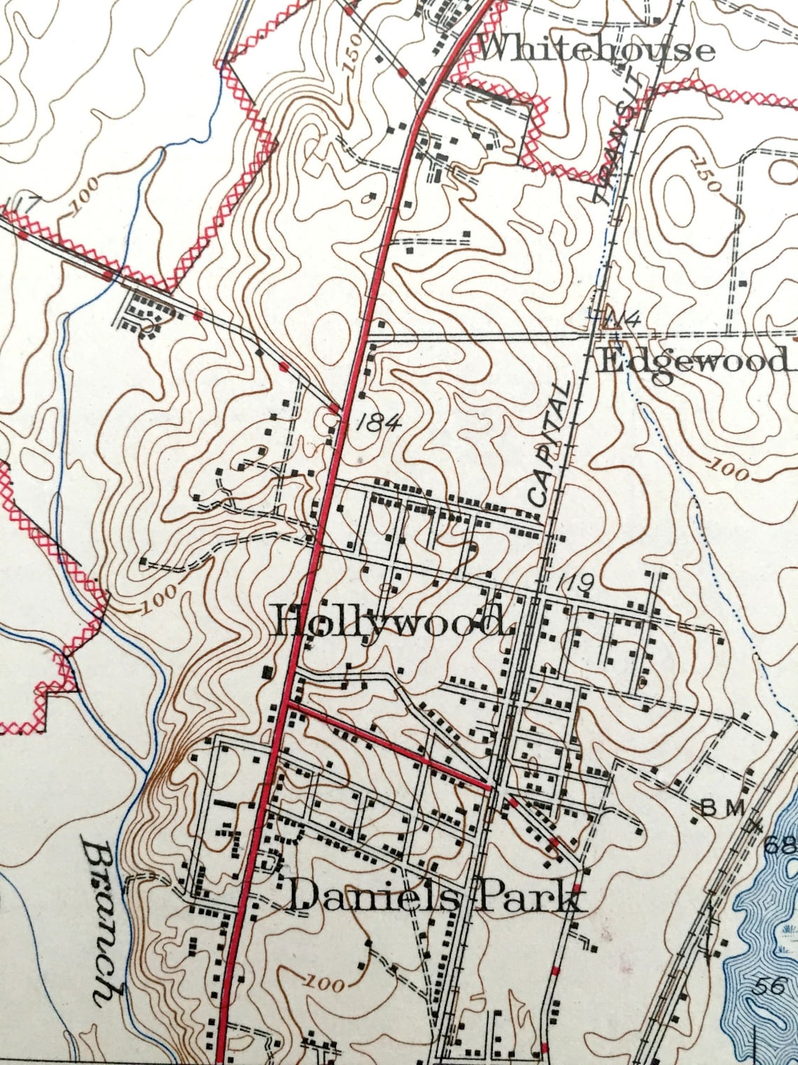 Mapa topográfico del Antiguo Beltsville Maryland 1945 del Etsy