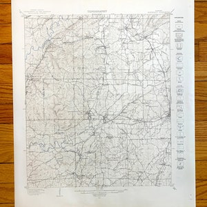 Antique Montevallo, Alabama 1940 US Geological Survey Carte topographique – Calera, Aldrich, Cahaba River, Shelby, Bibb, Chilton County, AL
