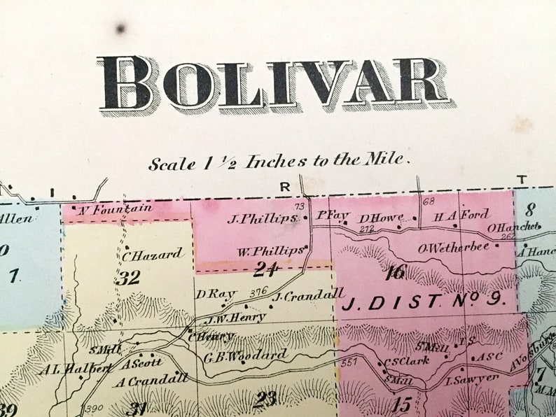 Antique 1869 Bolivar New York Map From D.G. Beers Atlas of Etsy