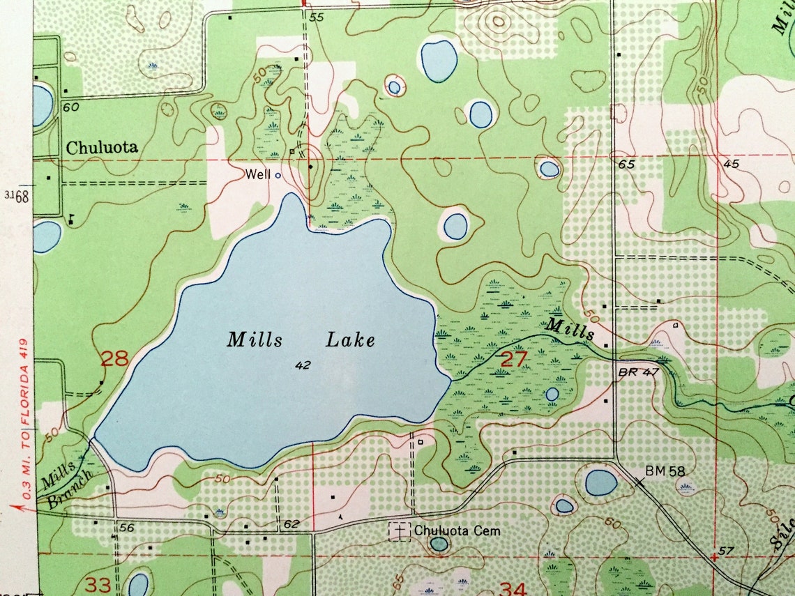 Antique Geneva Florida 1953 US Geological Survey Topographic Etsy
