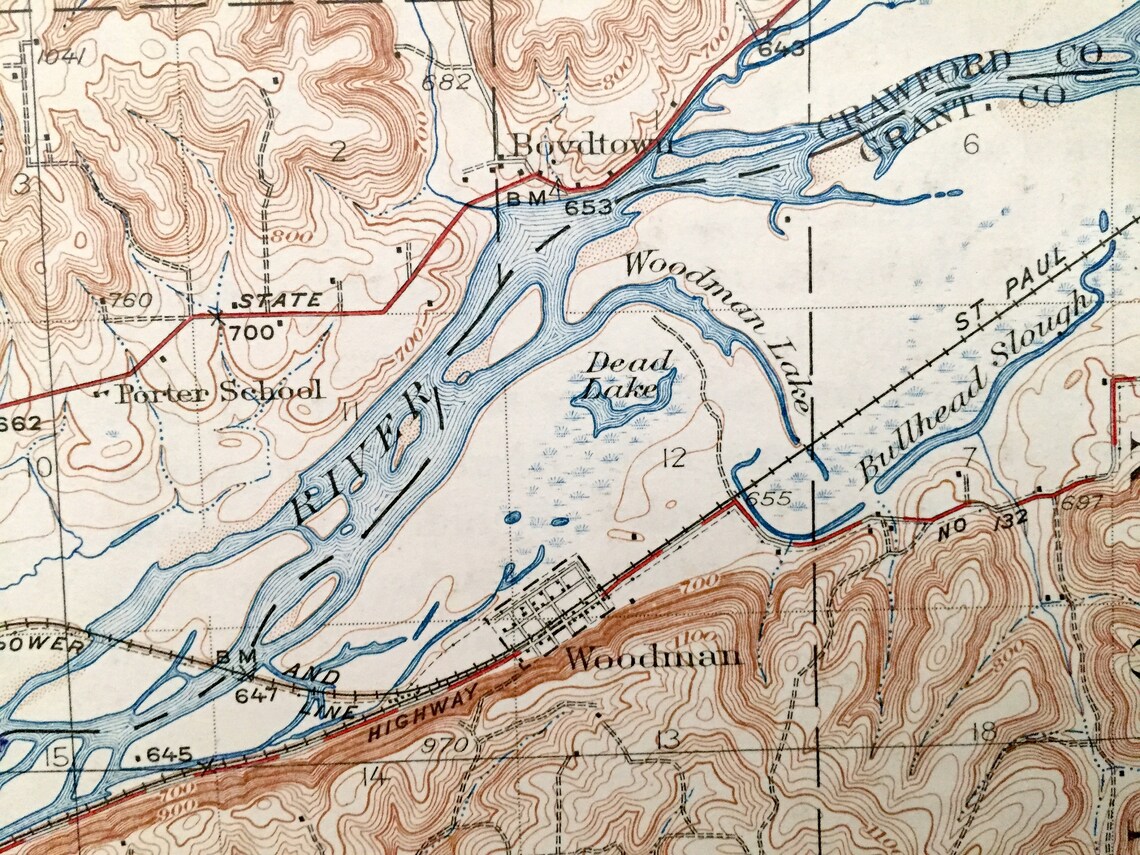 Antiguo Wauzeka Wisconsin 1926 US Geological Survey Mapa Etsy España